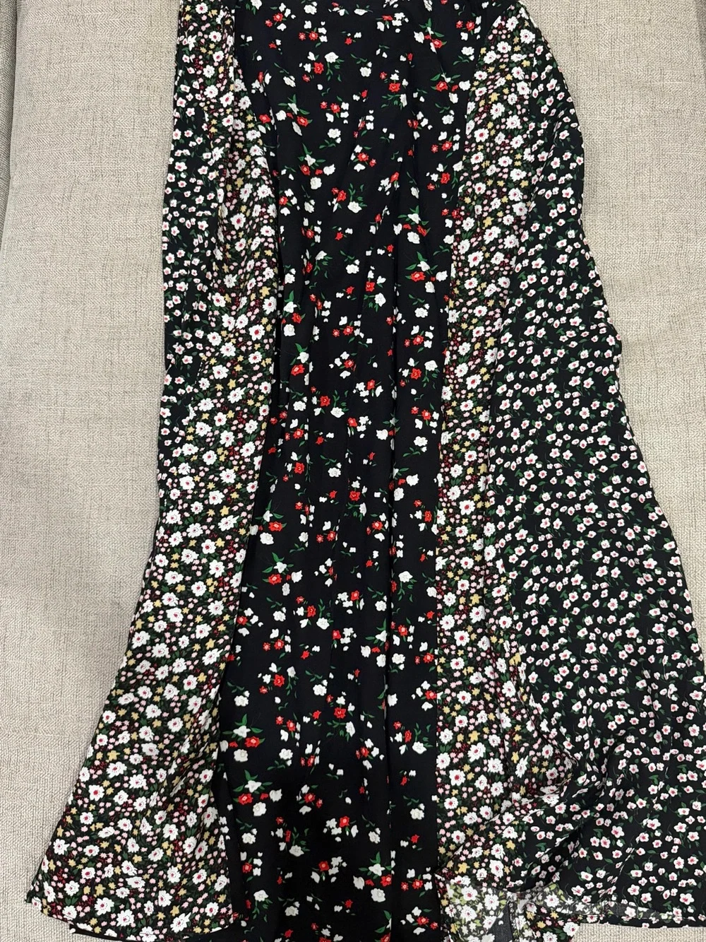 Black Floral Panel Maxi Skirt - Women's Boho A-Line - Picture 2 of 3